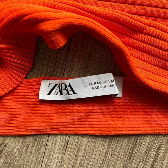 Zara Women's Orange Zara ribbed crop top Size medium - Picture 2 of 4